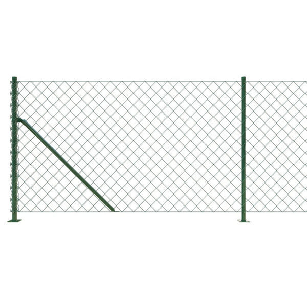 vidaXL Chain Link Fence with Ground Flange Green 0.8x25 m