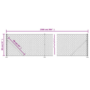 vidaXL Chain Link Fence with Ground Flange Green 0.8x25 m