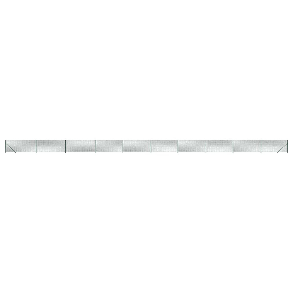 vidaXL Chain Link Fence with Ground Flange Green 1x25 m