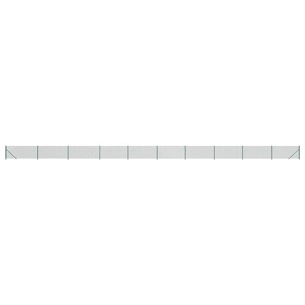 vidaXL Chain Link Fence with Ground Flange Green 1.1x25 m