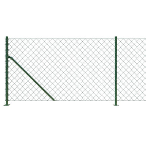 vidaXL Chain Link Fence with Ground Flange Green 1.1x25 m