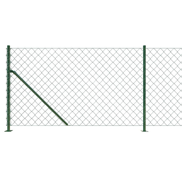 vidaXL Chain Link Fence with Ground Flange Green 1.1x25 m