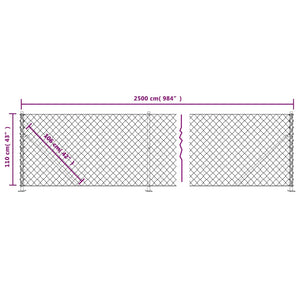 vidaXL Chain Link Fence with Ground Flange Green 1.1x25 m