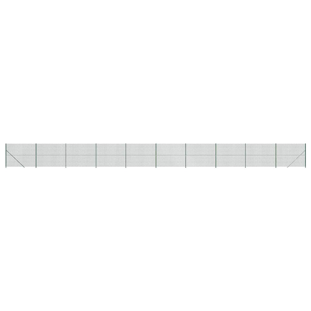 vidaXL Chain Link Fence with Ground Flange Green 1.6x25 m