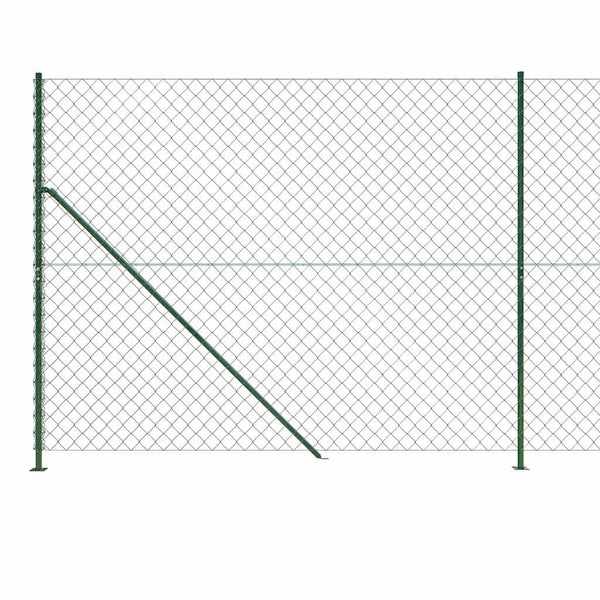 vidaXL Chain Link Fence with Ground Flange Green 1.8x25 m