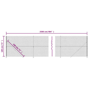 vidaXL Chain Link Fence with Ground Flange Green 1.8x25 m