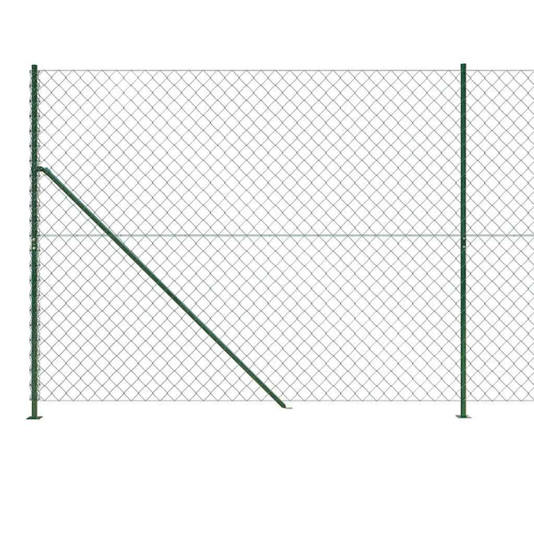 vidaXL Chain Link Fence with Ground Flange Green 2x25 m