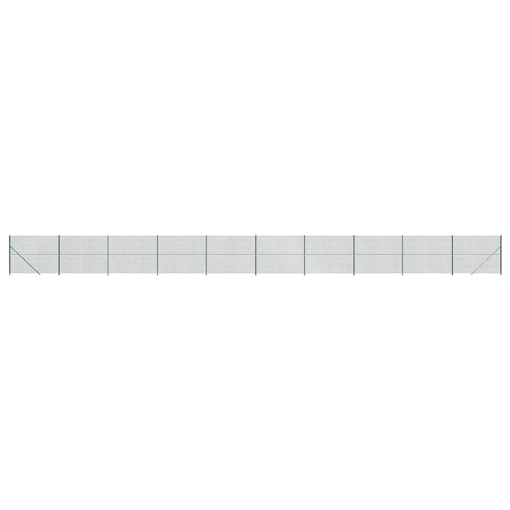 vidaXL Chain Link Fence with Ground Flange Green 2.2x25 m