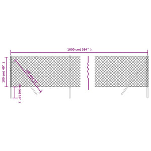 vidaXL Chain Link Fence Anthracite 1x10 m