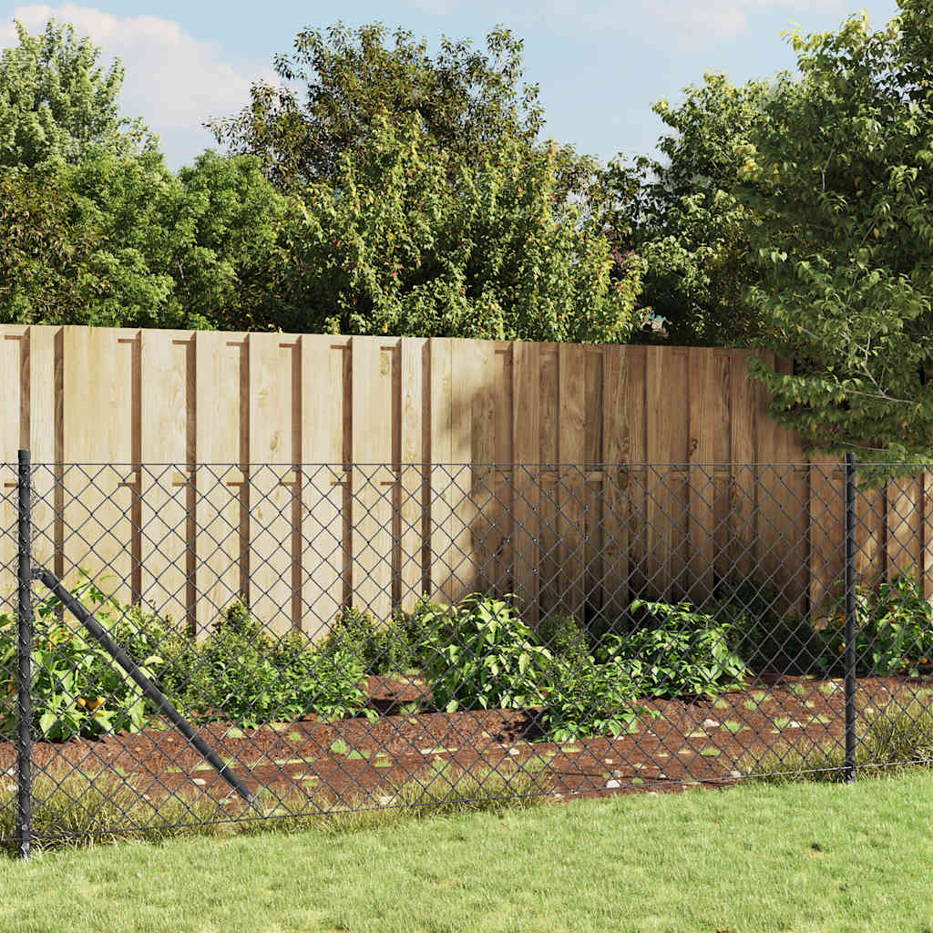 vidaXL Chain Link Fence Anthracite 1x10 m