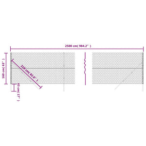 vidaXL Chain Link Fence Anthracite 1.6x25 m