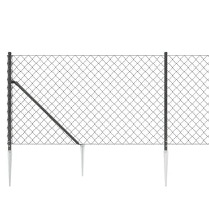 vidaXL Chain Link Fence with Ground Sockets Anthracite 0.8x25 m