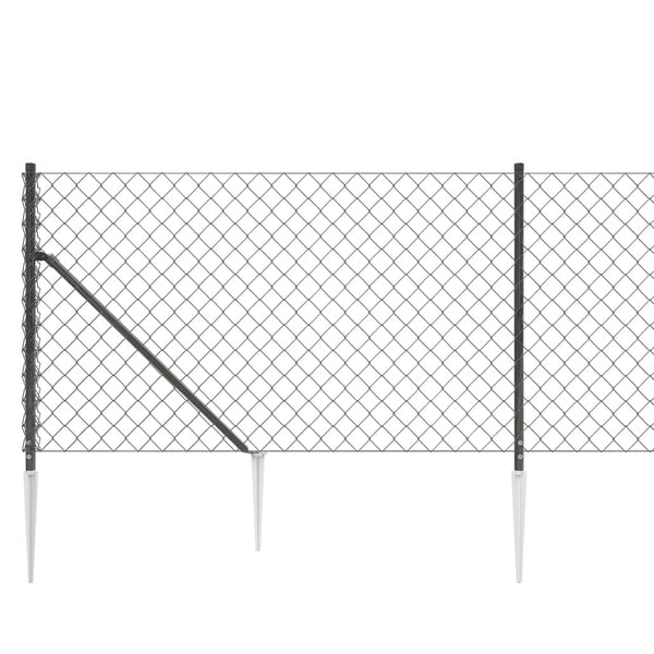 vidaXL Chain Link Fence with Ground Sockets Anthracite 0.8x25 m