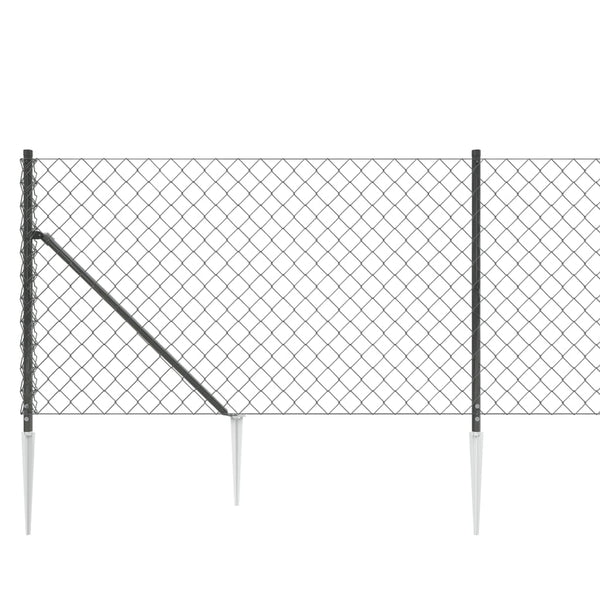 vidaXL Chain Link Fence with Ground Sockets Anthracite 1x25 m
