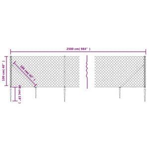 vidaXL Chain Link Fence with Ground Sockets Anthracite 1x25 m