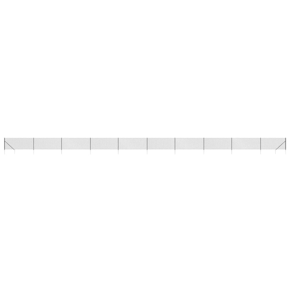 vidaXL Chain Link Fence with Ground Sockets Anthracite 1.1x25 m