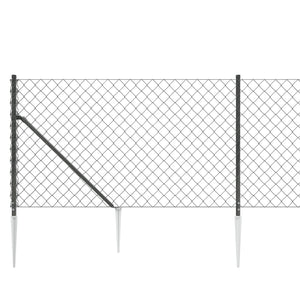 vidaXL Chain Link Fence with Ground Sockets Anthracite 1.1x25 m