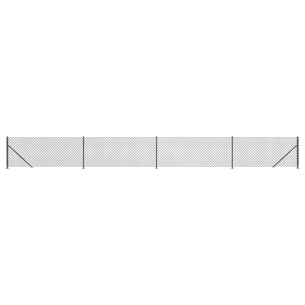 vidaXL Chain Link Fence with Ground Flange Anthracite 0.8x10 m