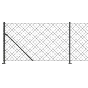 vidaXL Chain Link Fence with Ground Flange Anthracite 0.8x10 m