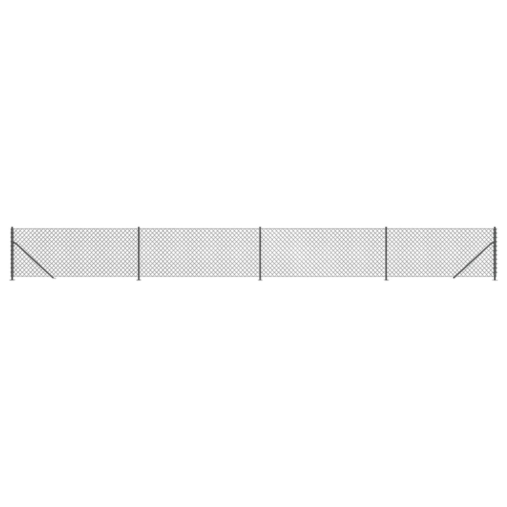 vidaXL Chain Link Fence with Ground Flange Anthracite 1.1x10 m