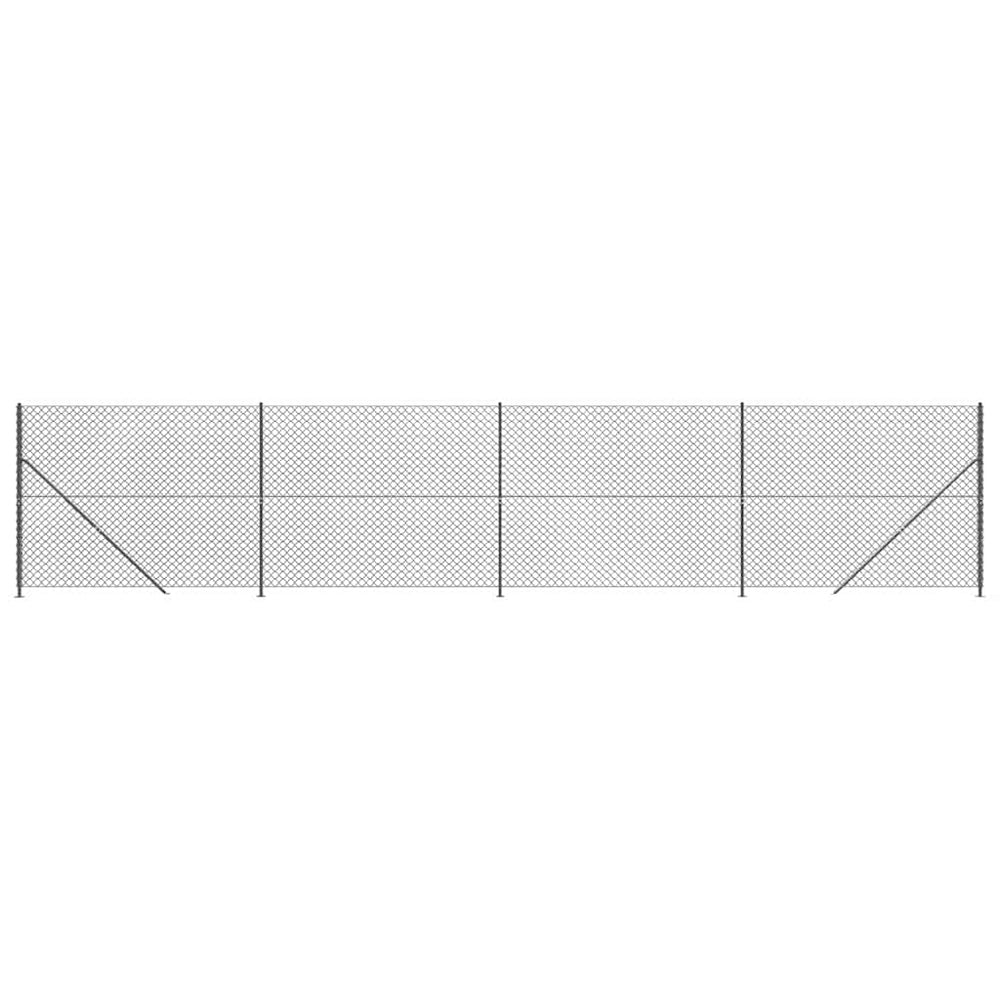vidaXL Chain Link Fence with Ground Flange Anthracite 1.6x10 m