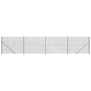 vidaXL Chain Link Fence with Ground Flange Anthracite 1.6x10 m
