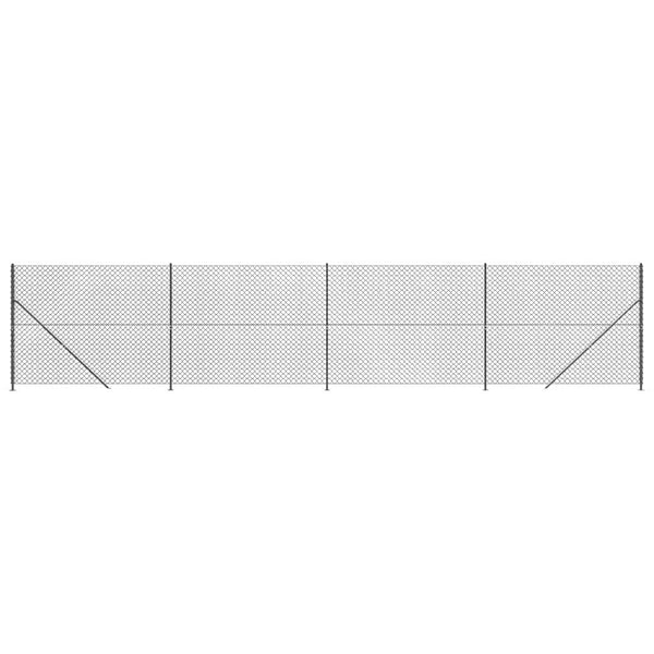 vidaXL Chain Link Fence with Ground Flange Anthracite 1.6x10 m