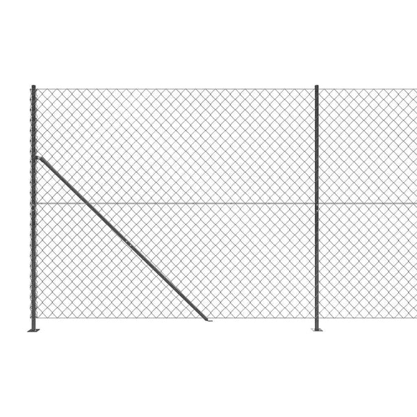 vidaXL Chain Link Fence with Ground Flange Anthracite 1.6x25 m