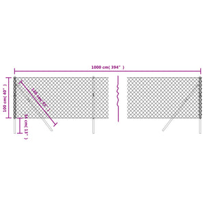 vidaXL Wire Mesh Fence Silver 1x10 m