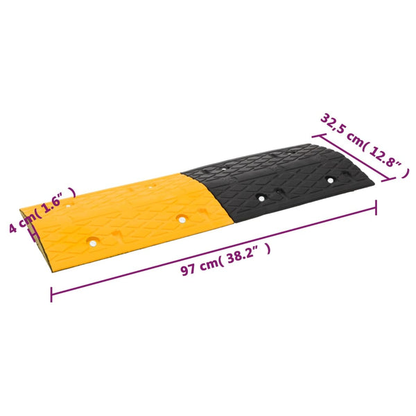 vidaXL Speed Bumps 3 pcs. Yellow & Black 97x32.5x4 cm Rubber