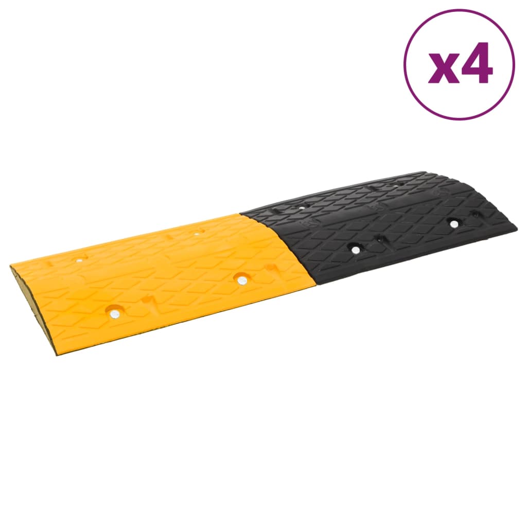 vidaXL Speed Bumps 4 pcs. Yellow & Black 97x32.5x4 cm Rubber