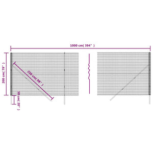 vidaXL Chain Link Fence Green 2x10 m Galvanized Steel