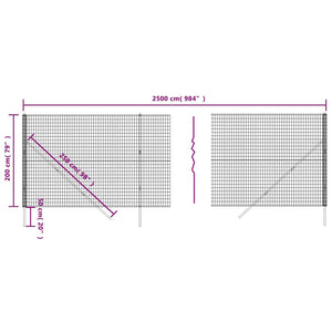 vidaXL Chain Link Fence Green 2x25 m Galvanized Steel