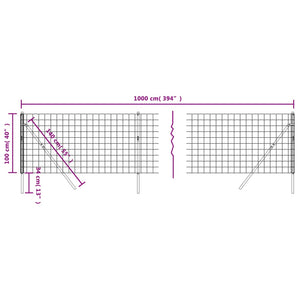 vidaXL Chain Link Fence Green 1x10 m Galvanized Steel