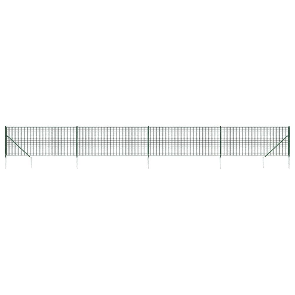 vidaXL Chain Link Fence with Ground Spikes Green 0.8x10 m