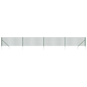 vidaXL Chain Link Fence with Ground Spikes Green 0.8x10 m