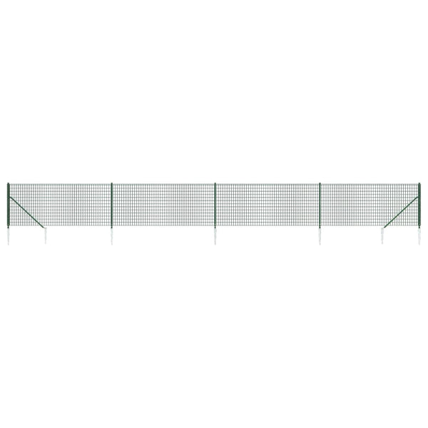 vidaXL Chain Link Fence with Ground Spikes Green 0.8x10 m