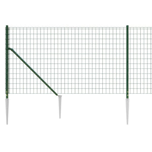 vidaXL Chain Link Fence with Ground Spikes Green 0.8x10 m