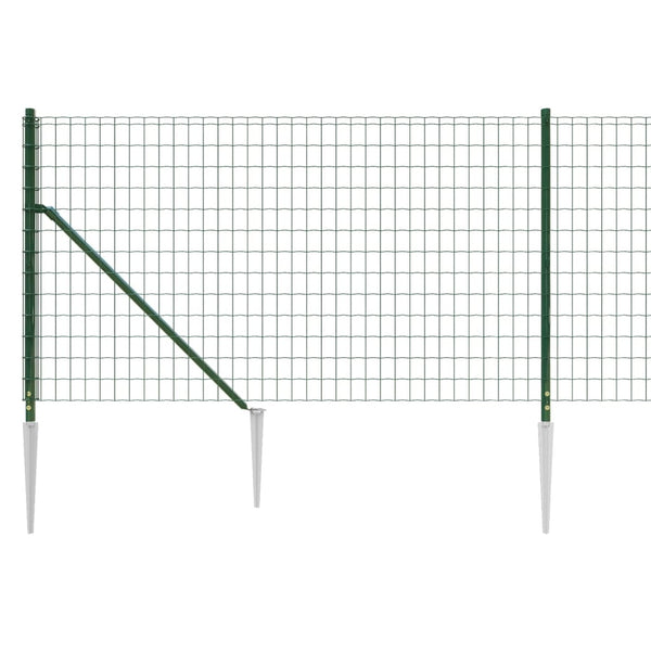 vidaXL Chain Link Fence with Ground Spikes Green 0.8x10 m