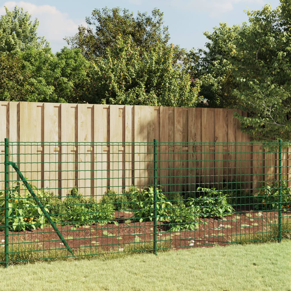 vidaXL Chain Link Fence with Ground Spikes Green 0.8x10 m
