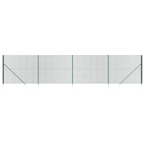 vidaXL Chain Link Fence with Ground Spikes Green 1.4x10 m