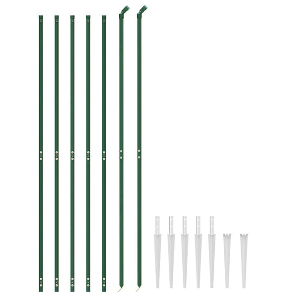 vidaXL Chain Link Fence with Ground Spikes Green 1.4x10 m