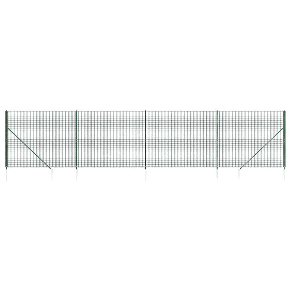 vidaXL Chain Link Fence with Ground Sleeves Green 2.2x10 m