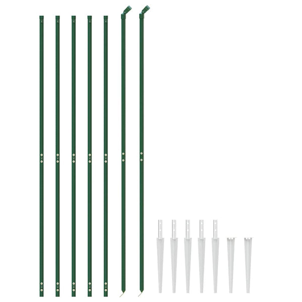 vidaXL Chain Link Fence with Ground Sleeves Green 2.2x10 m