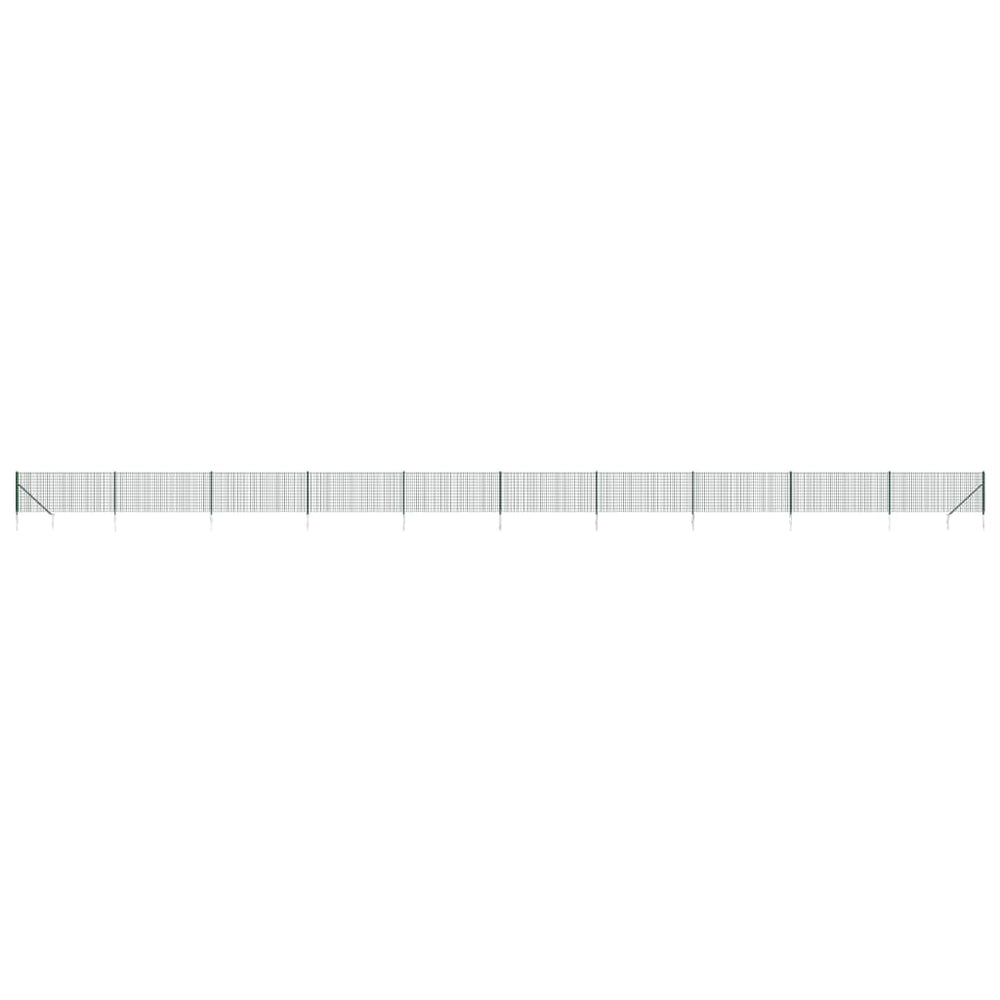 vidaXL Chain Link Fence with Ground Spikes Green 1x25 m