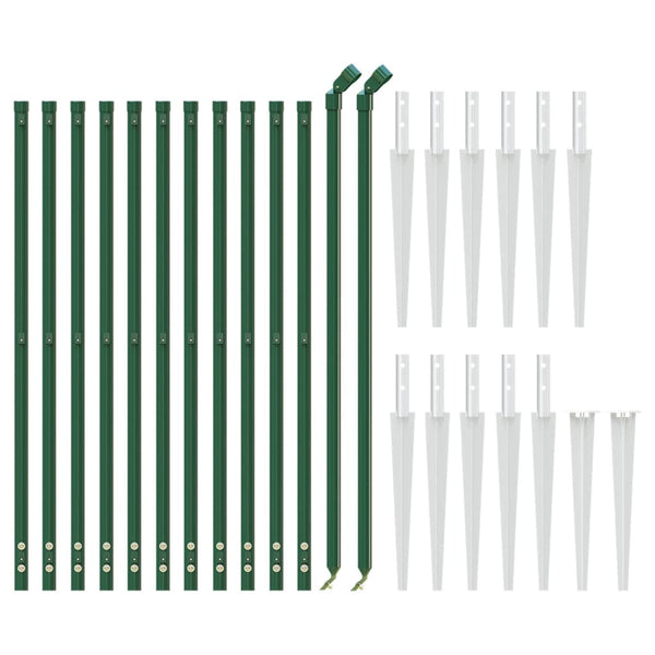 vidaXL Chain Link Fence with Ground Spikes Green 1x25 m