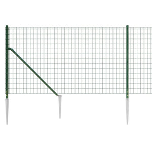vidaXL Chain Link Fence with Ground Spikes Green 1x25 m