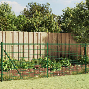 vidaXL Chain Link Fence with Ground Spikes Green 1x25 m
