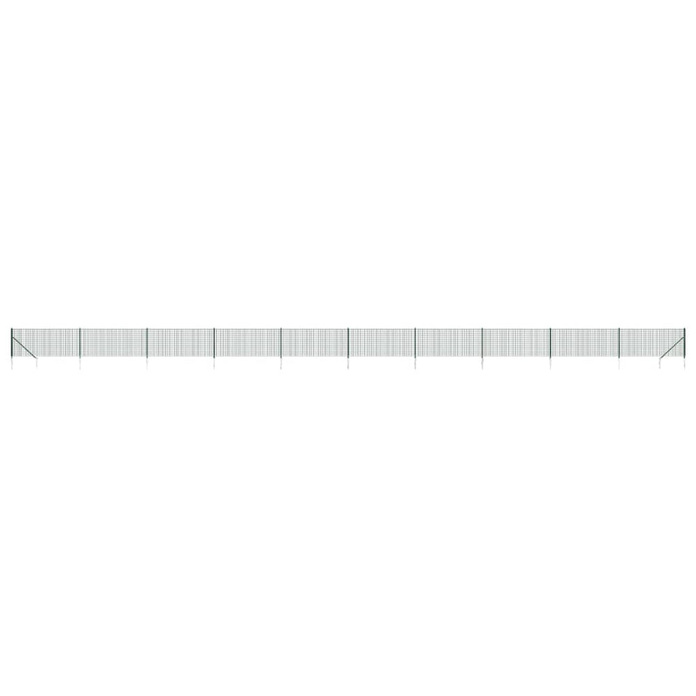 vidaXL Chain Link Fence with Ground Spikes Green 1.1x25 m