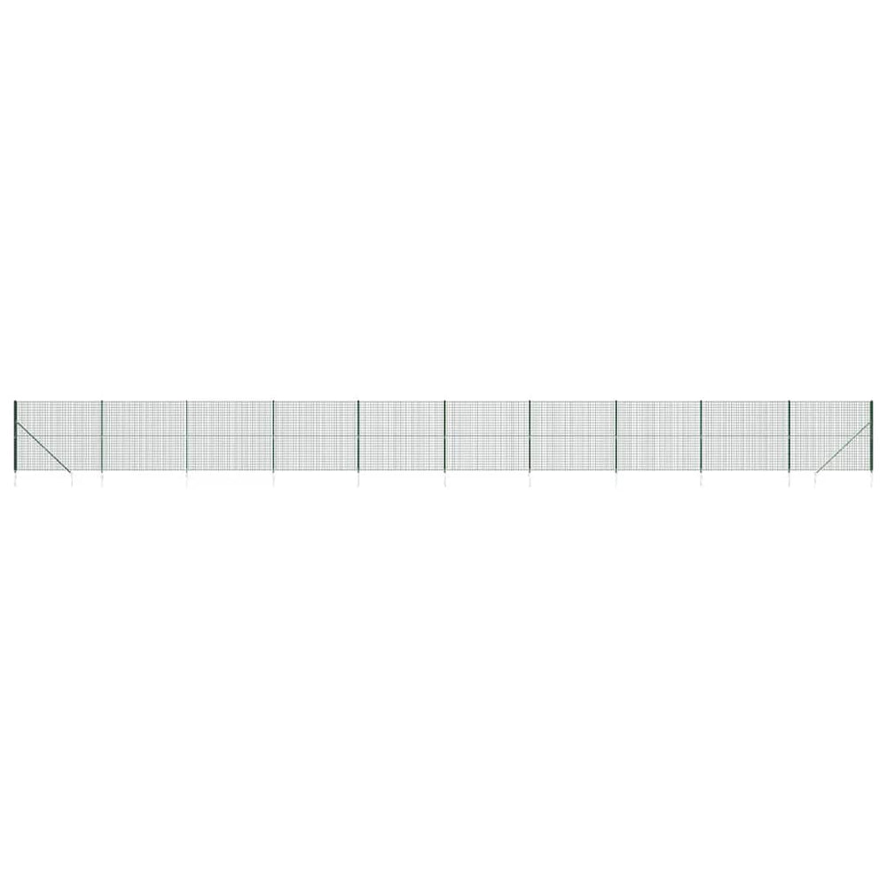vidaXL Chain Link Fence with Ground Spikes Green 1.8x25 m